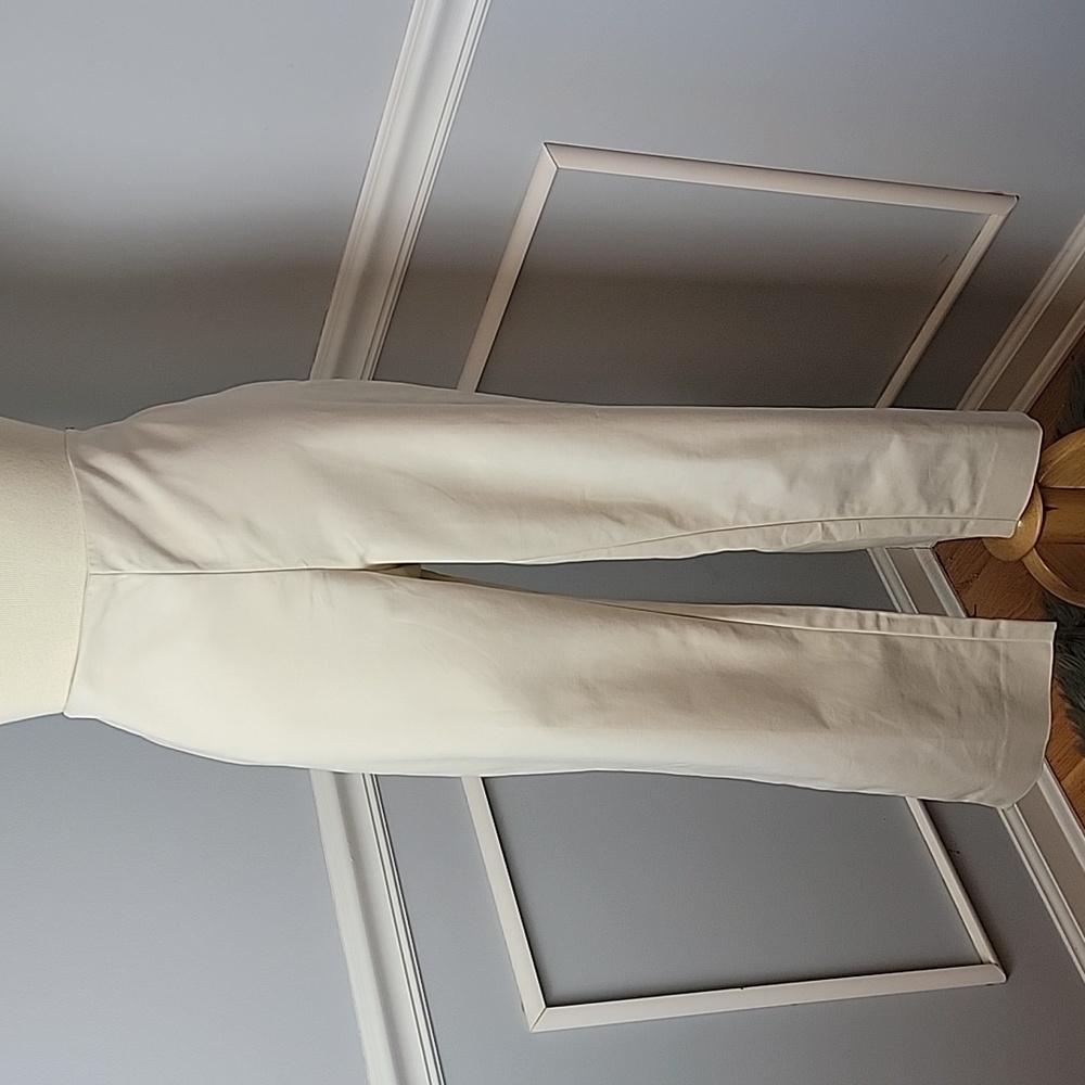 ST. JOHN Cream Flat‎ Front Side Zip Straight Leg Capsule Cropped Ankle Pants 10